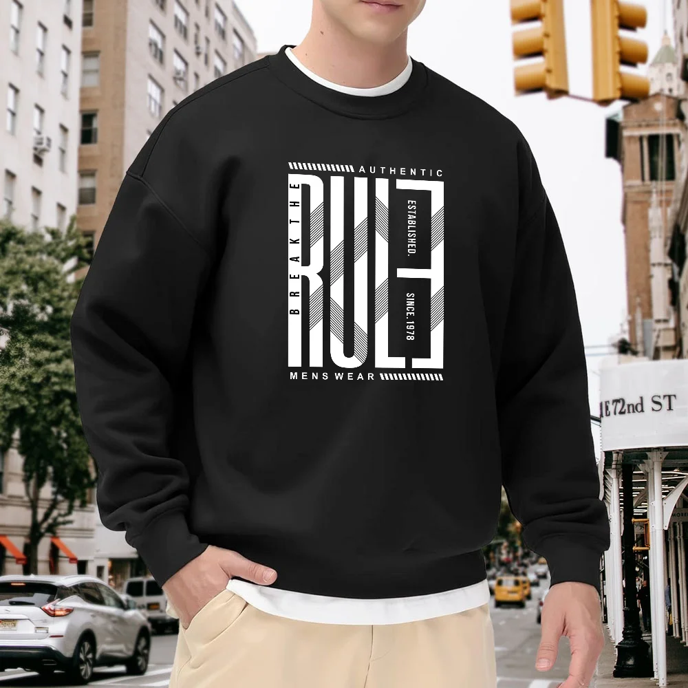 Men's Black Crew Neck Sweatshirt with Letter Print, Loose Fit Street Fashion Top, Versatile for Everyday Casual Wear, Comfortable, Breathable, and Stylish Item
Men's Black Crew Neck Sweatshirt with Letter Print, Loose Fit Street Fashion Top, Versatile for Everyday Casual Wear, Comfortable, Breathable, and Stylish Item