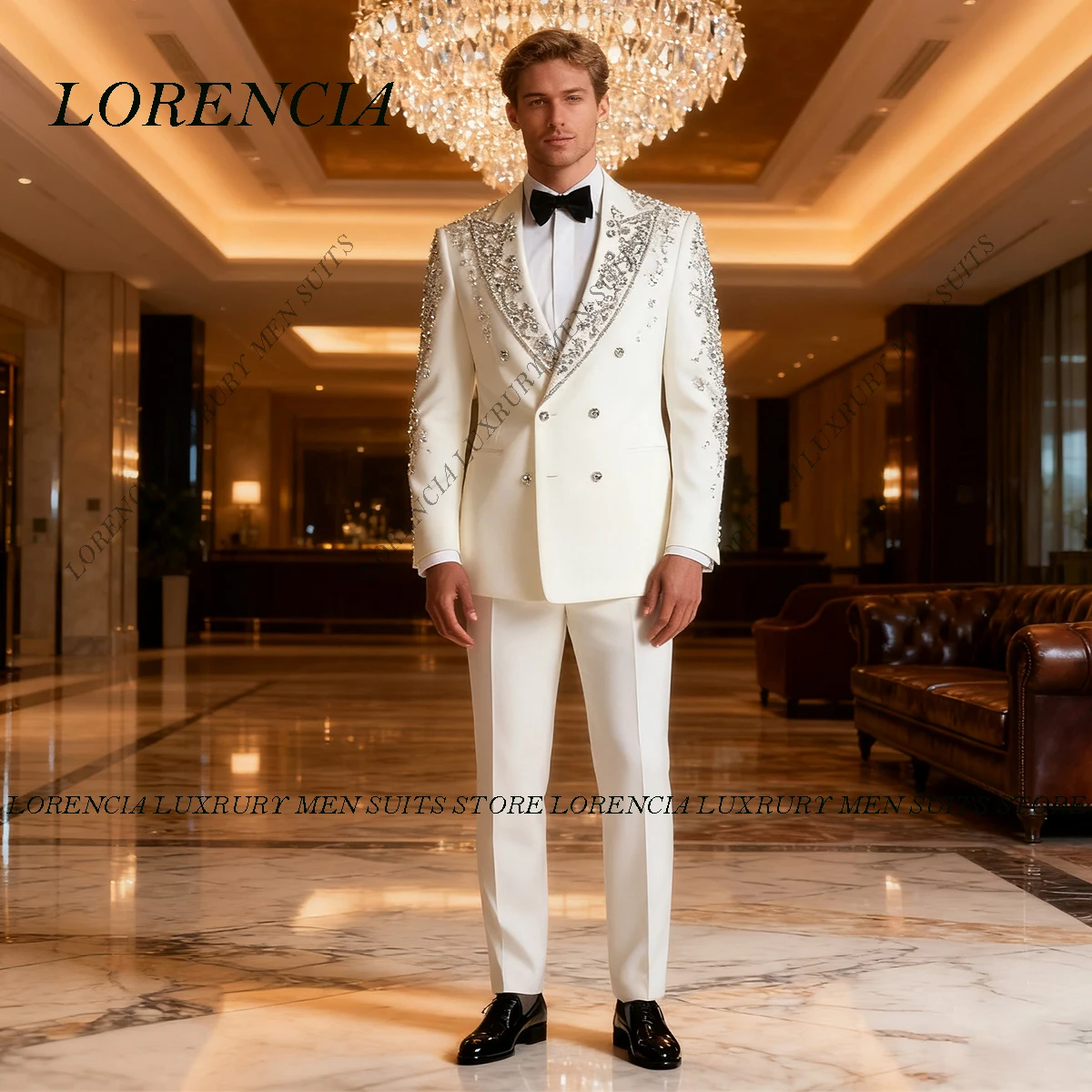 Customized Double Breast Diamond Ornament Men Suit 2 Pieces Sets Groom Male Blazers Wedding Tuxedos Slim Fit Costume Homme
Customized Double Breast Diamond Ornament Men Suit 2 Pieces Sets Groom Male Blazers Wedding Tuxedos Slim Fit Costume Homme