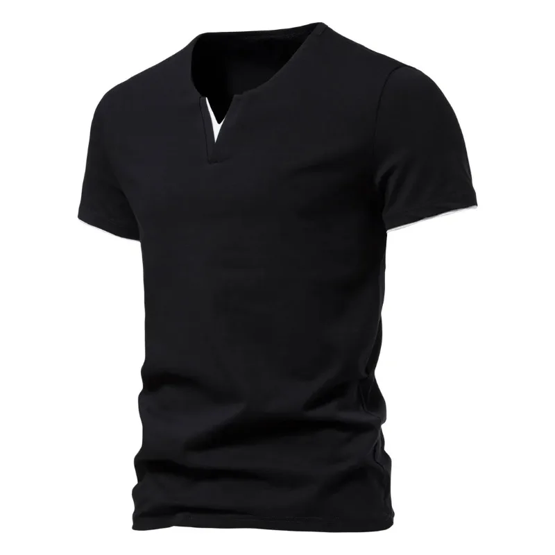 Summer Men's Short Sleeved Henry Casual Cotton Slim Fit Basic V-neck T-shirt Fitness Quick Drying Running Top
Summer Men's Short Sleeved Henry Casual Cotton Slim Fit Basic V-neck T-shirt Fitness Quick Drying Running Top