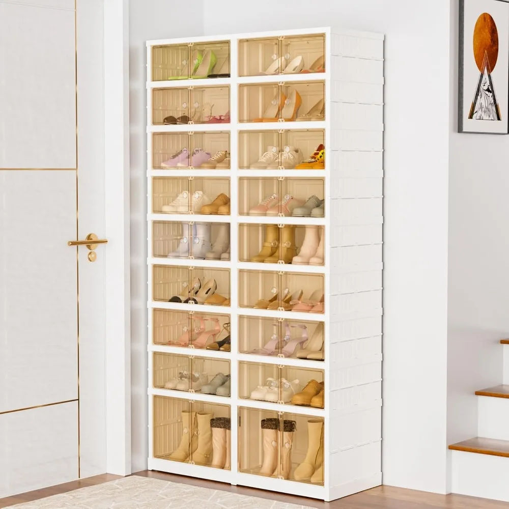 9-Tier Portable Shoe Rack Organizer for Closet, 36 Pairs Shoe Container Bins, Clear Plastic Collapsible Shoes Storage Box
9-Tier Portable Shoe Rack Organizer for Closet, 36 Pairs Shoe Container Bins, Clear Plastic Collapsible Shoes Storage Box