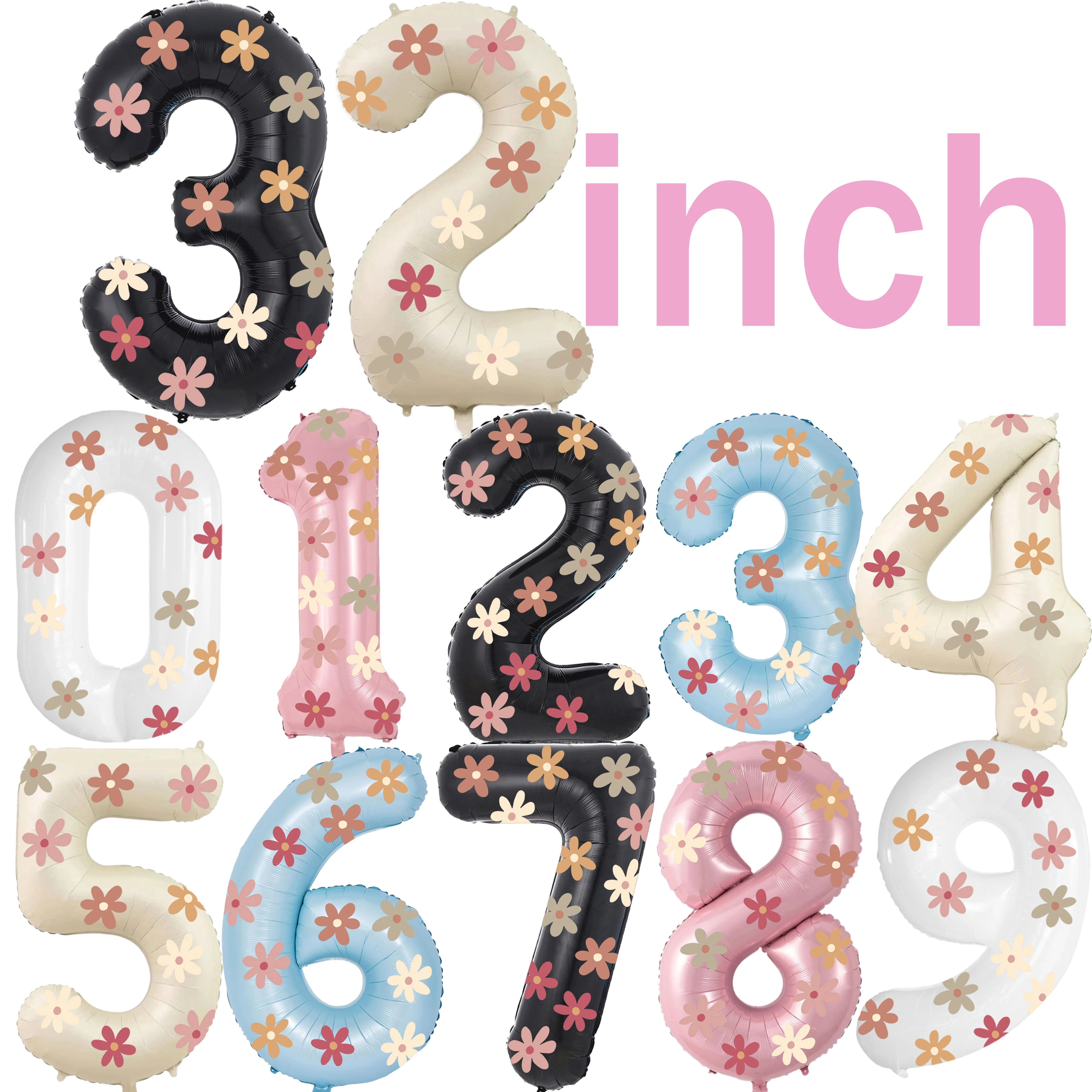 32in Foil Number Balloons with Floral Stickers, 0-9 for Wedding Birthday Party Home Decor, Graduation/Halloween/Bachelorette
32in Foil Number Balloons with Floral Stickers, 0-9 for Wedding Birthday Party Home Decor, Graduation/Halloween/Bachelorette