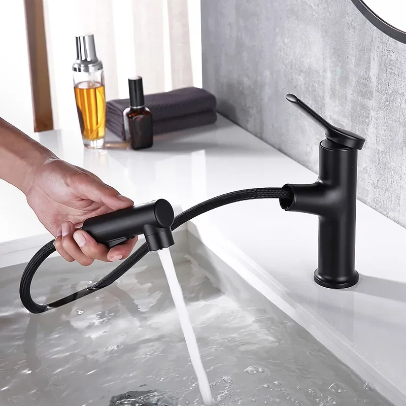 DurableHousehold Multifunctional Pull-out Faucet All Copper Black Single Hole Cold And Hot Dual Purpose Washbasin Faucet
DurableHousehold Multifunctional Pull-out Faucet All Copper Black Single Hole Cold And Hot Dual Purpose Washbasin Faucet