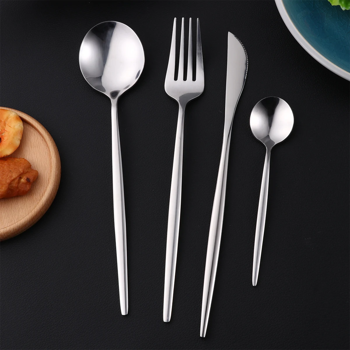 4pcs of One Set Portable Stainless Steel Steak Eating Cutlery Fork Spoons Steak for Home Camping Outdoor (Silver)
4pcs of One Set Portable Stainless Steel Steak Eating Cutlery Fork Spoons Steak for Home Camping Outdoor (Silver)