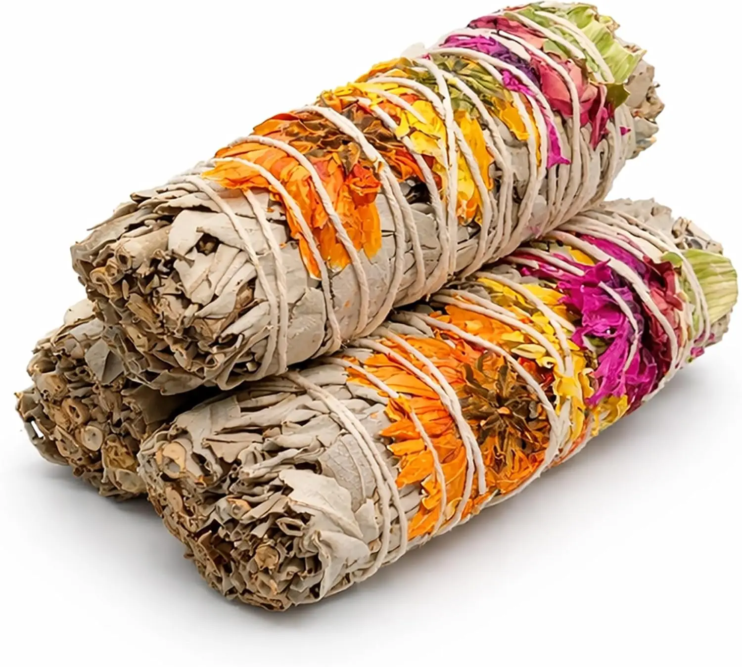 Organic White Sage Smudge Sticks with Flowers for Cleansing, Meditation, Yoga, Healing | 3-Pack 4 Inch
Organic White Sage Smudge Sticks with Flowers for Cleansing, Meditation, Yoga, Healing | 3-Pack 4 Inch