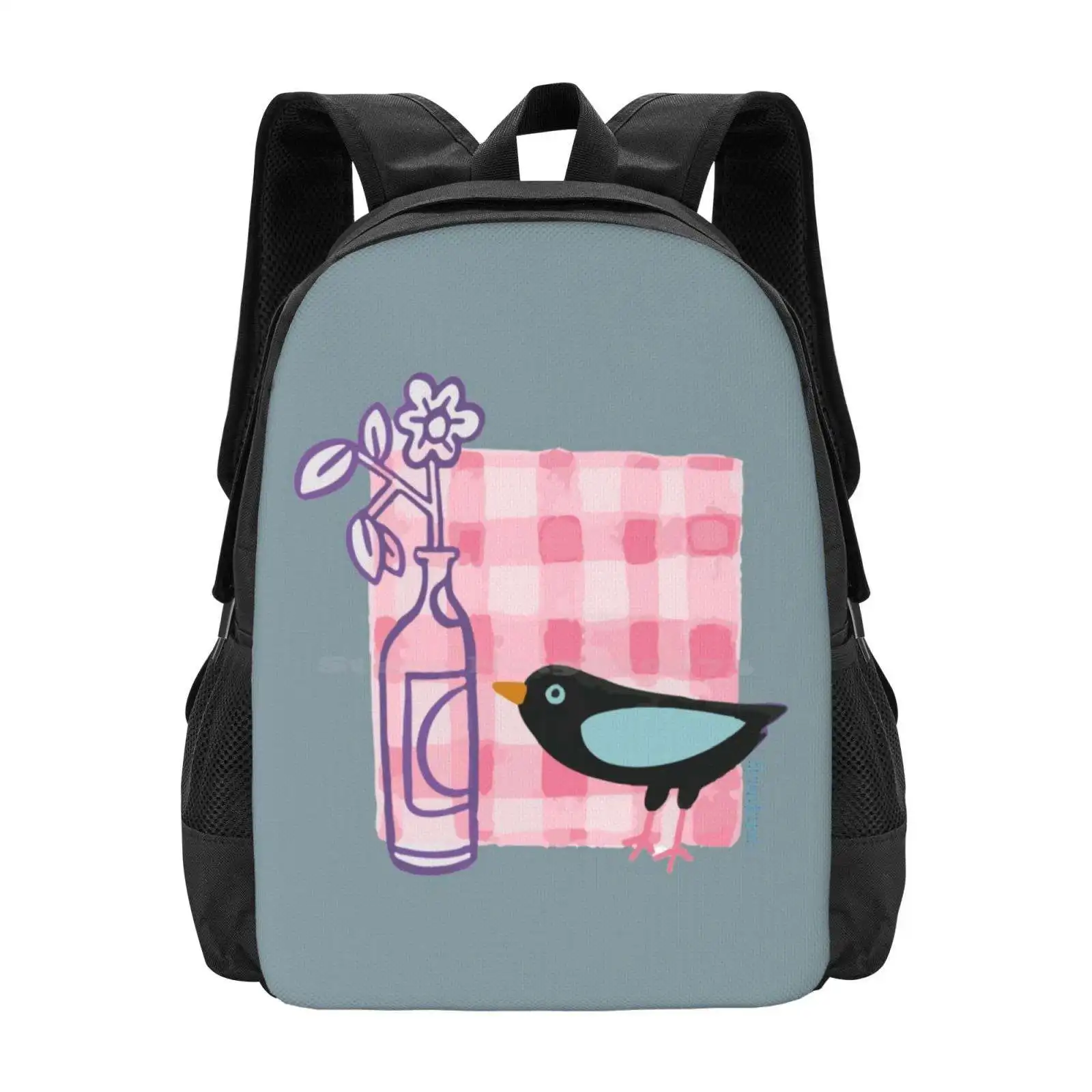 Breakfast With The Bird Hot Sale Schoolbag Backpack Fashion Bags Blackbird Flowers Gingham Country Rural Morning
Breakfast With The Bird Hot Sale Schoolbag Backpack Fashion Bags Blackbird Flowers Gingham Country Rural Morning