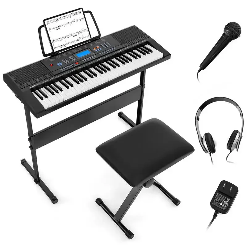 61-Key Electronic Keyboard Piano Starter Set with Stand Bench and Headphones
61-Key Electronic Keyboard Piano Starter Set with Stand Bench and Headphones