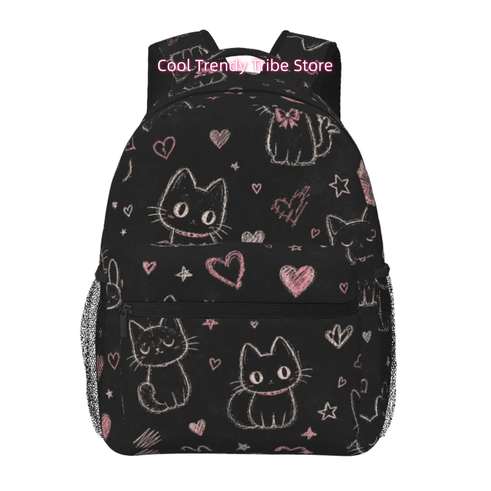 Blackboard Style Cat and Heart Print Adult Backpack, Oxford Cloth Adjustable Strap Casual Daypack for Cat Lovers& Women, for Dai
Blackboard Style Cat and Heart Print Adult Backpack, Oxford Cloth Adjustable Strap Casual Daypack for Cat Lovers& Women, for Dai
