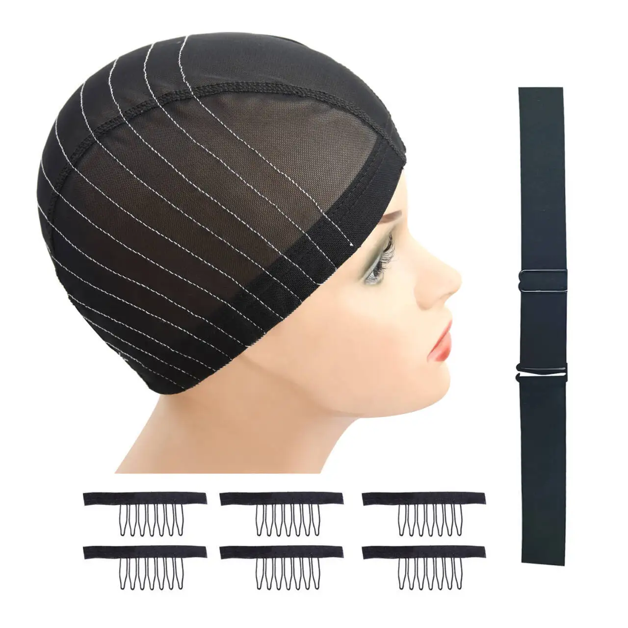 5*5 Lace Closure Wig Caps with White Line for Beginner 1pc Mesh Dome Wig Cap 6pcs Wig Clips and 1pc Black Adjustable Wig Band
5*5 Lace Closure Wig Caps with White Line for Beginner 1pc Mesh Dome Wig Cap 6pcs Wig Clips and 1pc Black Adjustable Wig Band