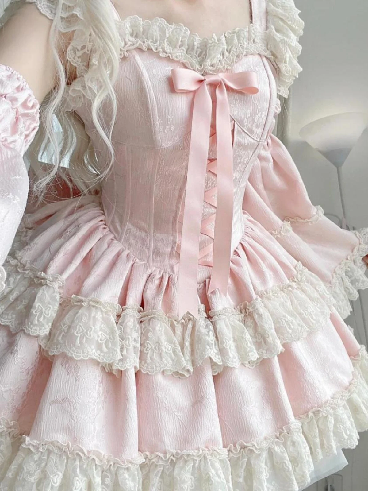 Sweet Pure Desire Girl's Lace Trimed Puffy Dr with Waist Cinching Splice Two-Piece Set Long Sve round Ne ort Pants
Sweet Pure Desire Girl's Lace Trimed Puffy Dr with Waist Cinching Splice Two-Piece Set Long Sve round Ne ort Pants
