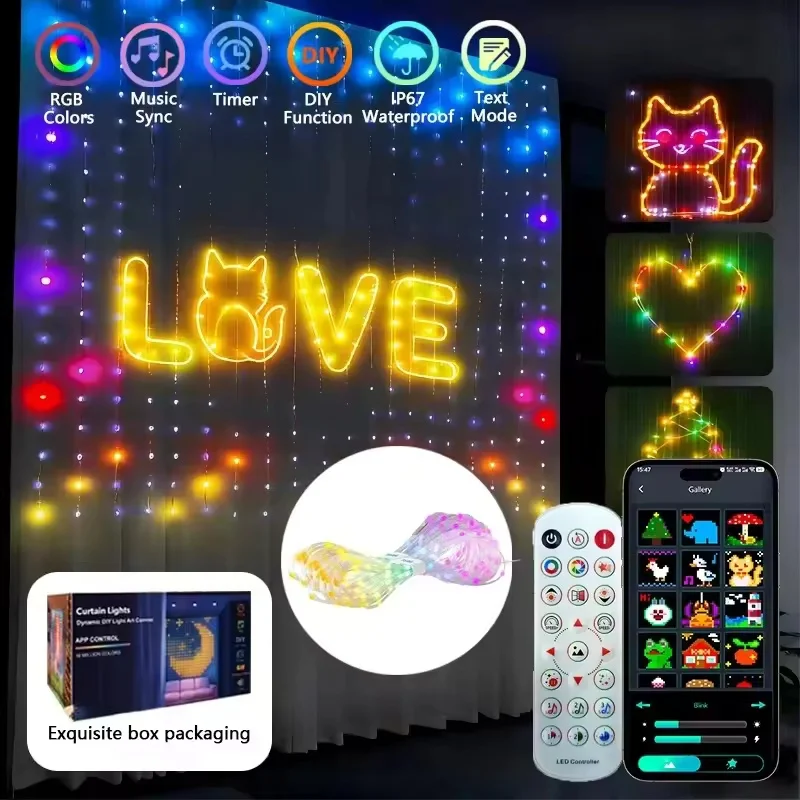 3x3M 400LEDs Smart Curtain Lights Curtain String Lights Dynamic DIY Color Changing Pattern Text APP Remote for Home Party Decor
3x3M 400LEDs Smart Curtain Lights Curtain String Lights Dynamic DIY Color Changing Pattern Text APP Remote for Home Party Decor