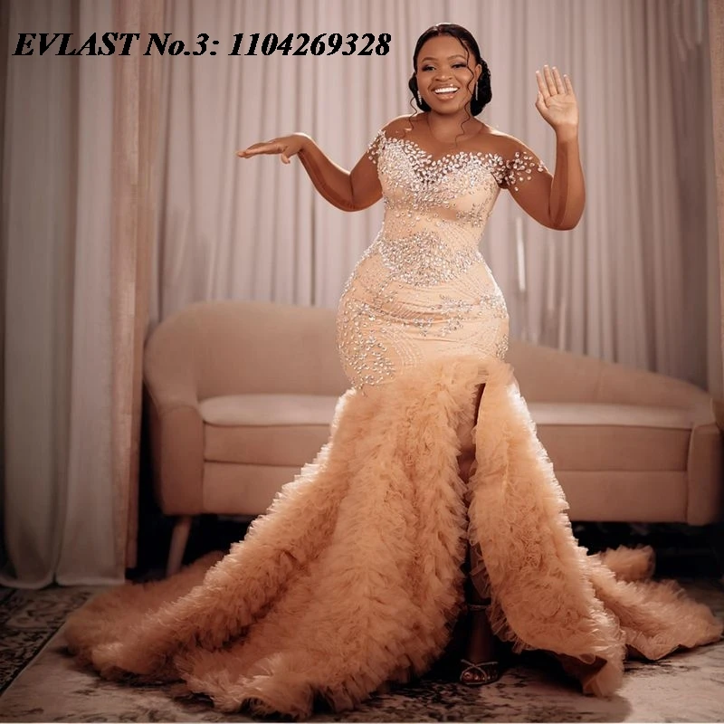 EVLAST Customized African Champagne Mermaid Wedding Dress For Bride High Slit Tiered Beading Bridal Gown Vestidos De Novia E3W27
EVLAST Customized African Champagne Mermaid Wedding Dress For Bride High Slit Tiered Beading Bridal Gown Vestidos De Novia E3W27