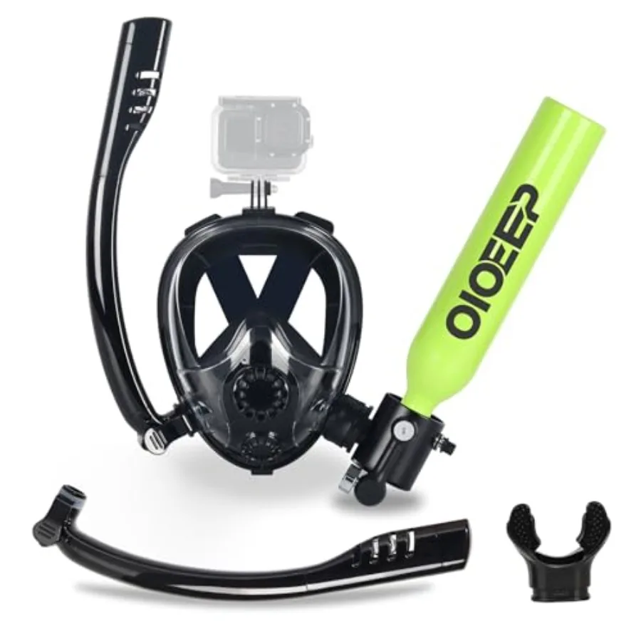 Recreational diving: aluminum mini scuba tank with sub-mask black 0.5L portable lung tank with mouthpiece for underwater breath
Recreational diving: aluminum mini scuba tank with sub-mask black 0.5L portable lung tank with mouthpiece for underwater breath