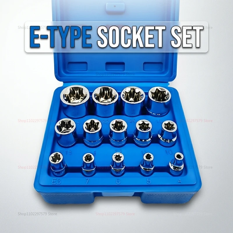 E4-E24 Star Socket Set Wrench Head Auto Repair Tools External Torx Socket Set E Torx Socket Set with a Case 14-Pieces
E4-E24 Star Socket Set Wrench Head Auto Repair Tools External Torx Socket Set E Torx Socket Set with a Case 14-Pieces