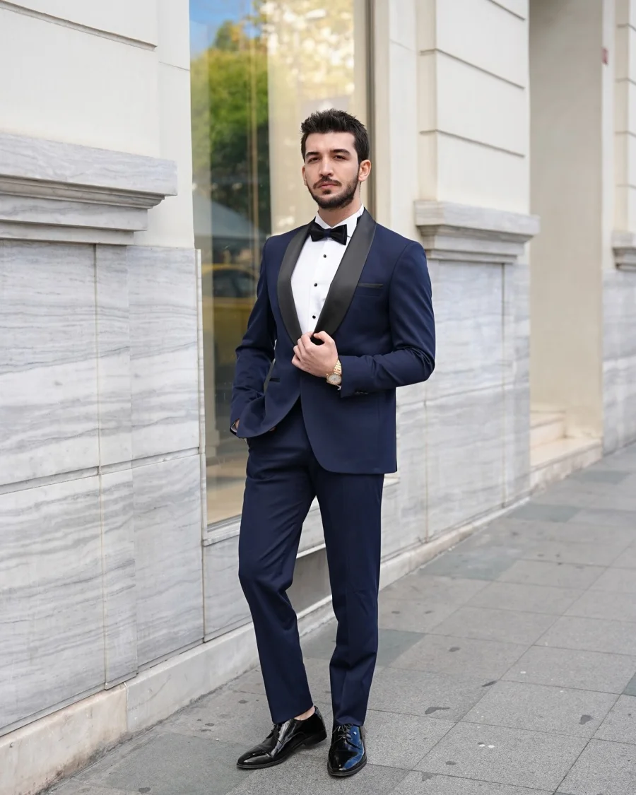 Black Satin Lapel Single Breasted Navy Blue Men's Suits Set 2pcs Blazer Pants Formal Party Business Costume men
Black Satin Lapel Single Breasted Navy Blue Men's Suits Set 2pcs Blazer Pants Formal Party Business Costume men