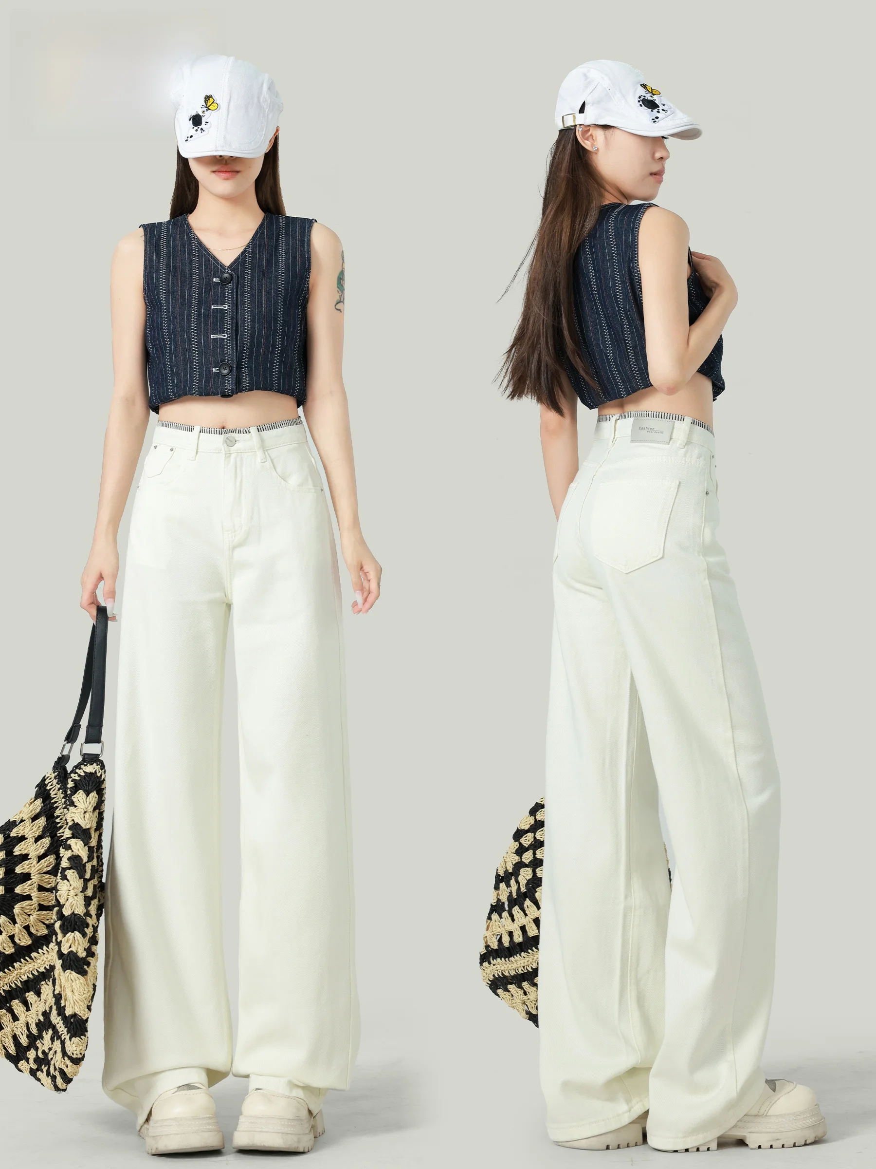 High Waist Straight Leg Loose Fit White Denim Jeans Women's Casual Style Early Autumn New Design Slimming Drapey Pants
High Waist Straight Leg Loose Fit White Denim Jeans Women's Casual Style Early Autumn New Design Slimming Drapey Pants