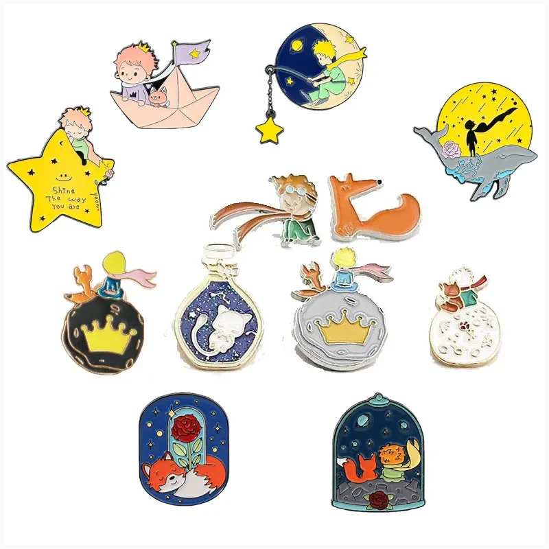 Cute cartoon Little Prince Cartoon Clothes Bag Metal Pins fairy tale story The Little Prince on the Moon commemorative badges
Cute cartoon Little Prince Cartoon Clothes Bag Metal Pins fairy tale story The Little Prince on the Moon commemorative badges