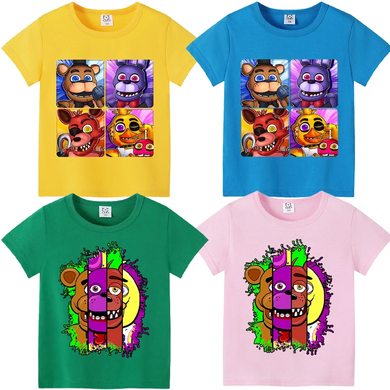 FNAF T-shirts for Boys Girls Five Nights At Freddy Cartoon Cute Short-sleeved Top Children Summer Anime Fashion T-shirt Gifts
FNAF T-shirts for Boys Girls Five Nights At Freddy Cartoon Cute Short-sleeved Top Children Summer Anime Fashion T-shirt Gifts