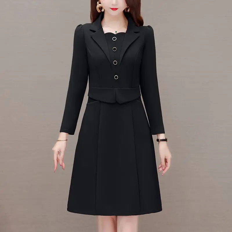 Spring A-skirt 2026 New Women's Middle-Aged Fashion Dress Suit Collar Fake Two-Piece Female Dresses Mother Slim Vestidos
Spring A-skirt 2026 New Women's Middle-Aged Fashion Dress Suit Collar Fake Two-Piece Female Dresses Mother Slim Vestidos
