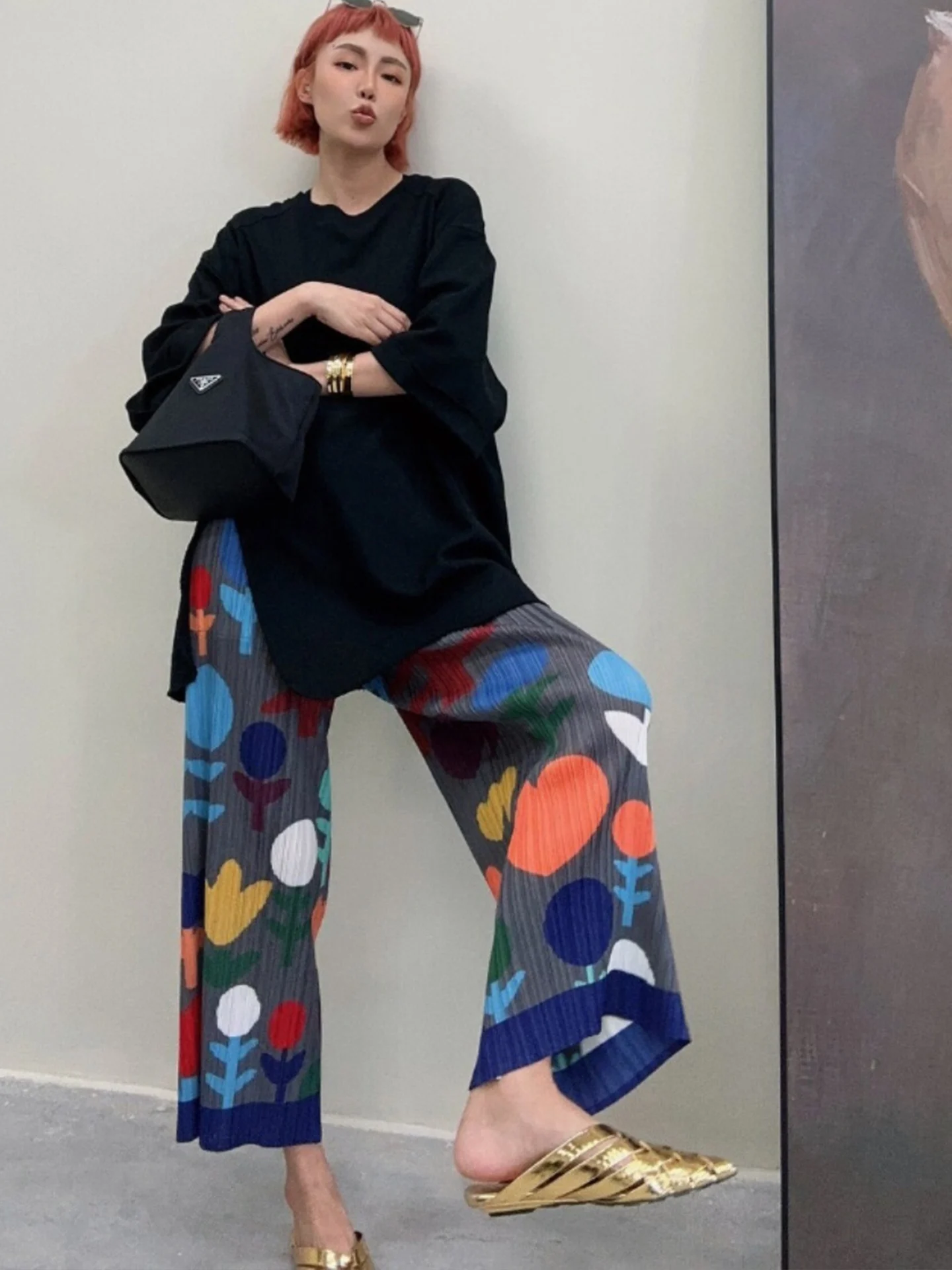 Fashion Street Style Wide Leg Pants Set Women Loose Slimming Nine Point Pants Floral Print Casual Style Autumn Collection
Fashion Street Style Wide Leg Pants Set Women Loose Slimming Nine Point Pants Floral Print Casual Style Autumn Collection
