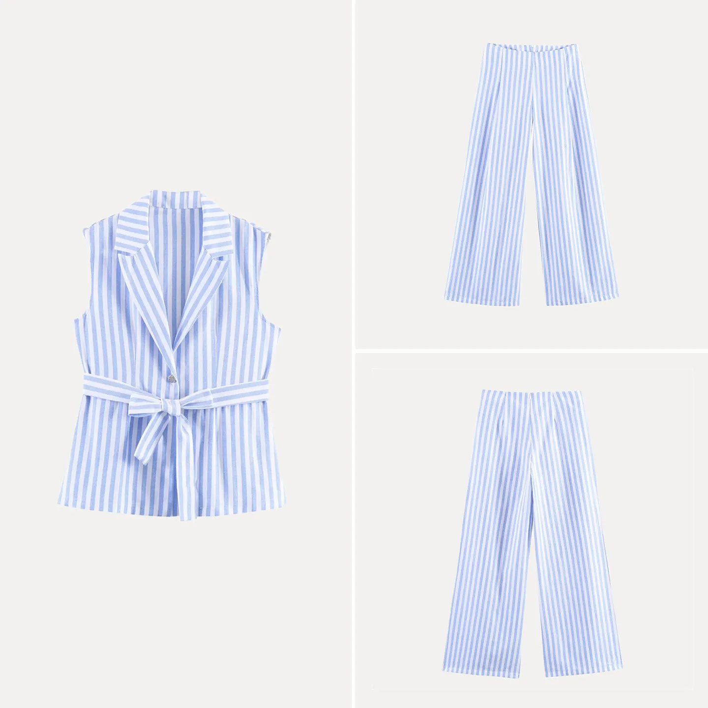 Casual Striped Sleeveless Top And Pants Set for Women Summer 2026 Commute Style Fashionable Two-Piece Ensemble Zadata Brand
Casual Striped Sleeveless Top And Pants Set for Women Summer 2026 Commute Style Fashionable Two-Piece Ensemble Zadata Brand