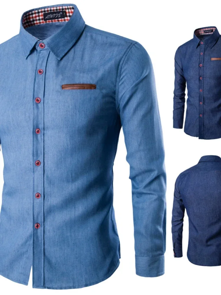 Spring and autumn hot style men's casual shirts pockets and lint slim long-sleeved shirt denim shirt men clothing long sleeve
Spring and autumn hot style men's casual shirts pockets and lint slim long-sleeved shirt denim shirt men clothing long sleeve