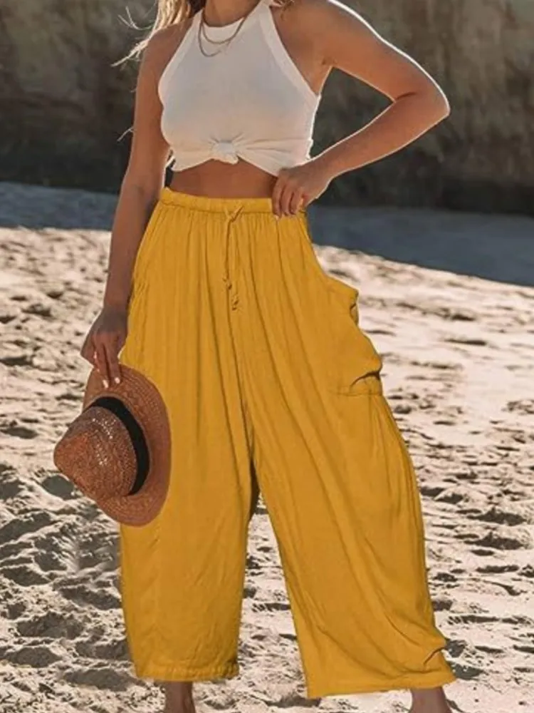 2025 Fashion Loose Wide Leg Pants Women's Clothing Pleated Elastic High Waist Casual Solid Color Trousers Spring Summer Pants
2025 Fashion Loose Wide Leg Pants Women's Clothing Pleated Elastic High Waist Casual Solid Color Trousers Spring Summer Pants