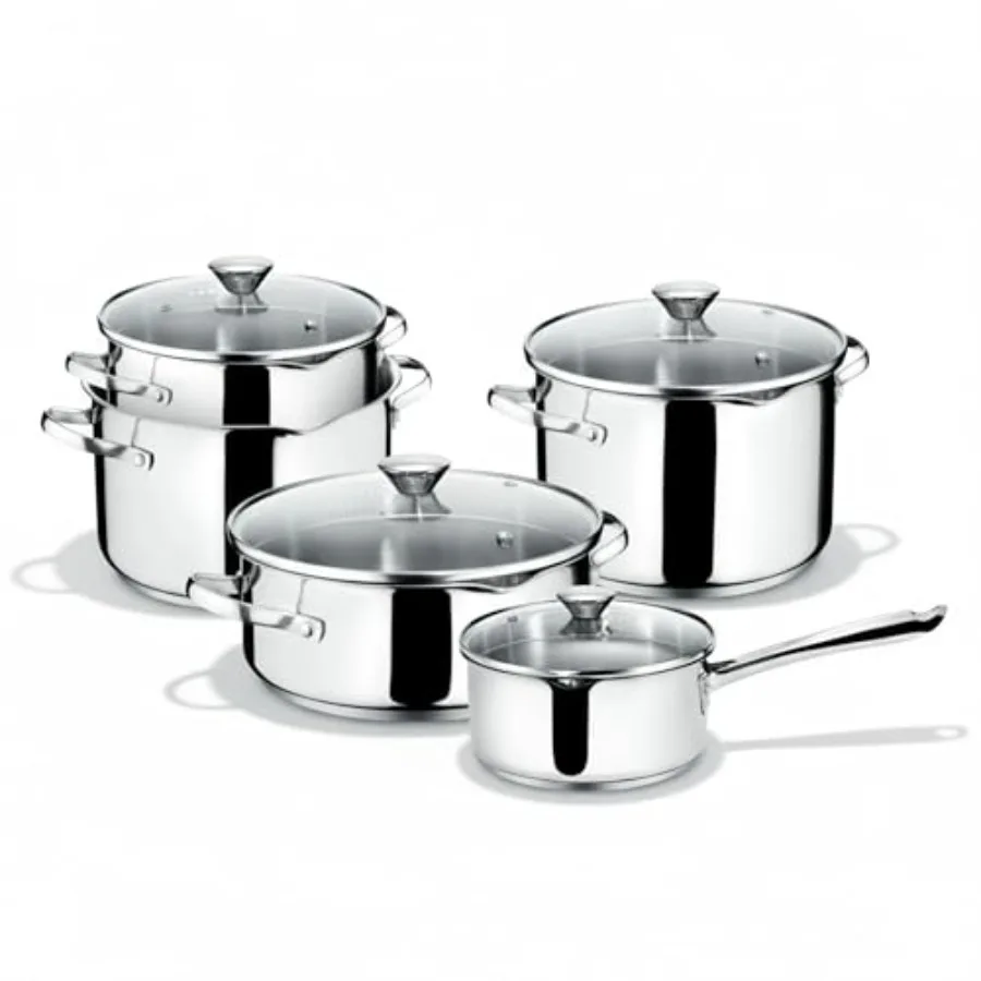 Smart Set of Saucepans in Stainless Steel, 9 Pieces
Smart Set of Saucepans in Stainless Steel, 9 Pieces
