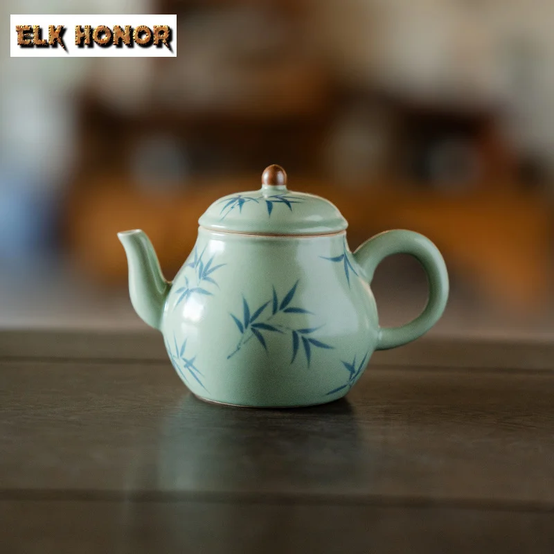 170ml Hand Drawn Green Bamboo Teapot Retro Pear-shaped Pot Boutique Tea Brewing Small Kettle With Ball Hole Teaware Cafes Gift
170ml Hand Drawn Green Bamboo Teapot Retro Pear-shaped Pot Boutique Tea Brewing Small Kettle With Ball Hole Teaware Cafes Gift
