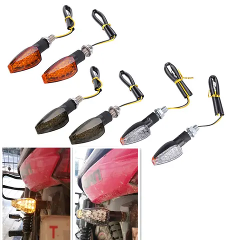 2PCS Universal Motorcycle LED Turn Signals Short Turn Signal Lights Indicator Blinkers Flashers For Cafe Racer Honda BMW Yamaha
