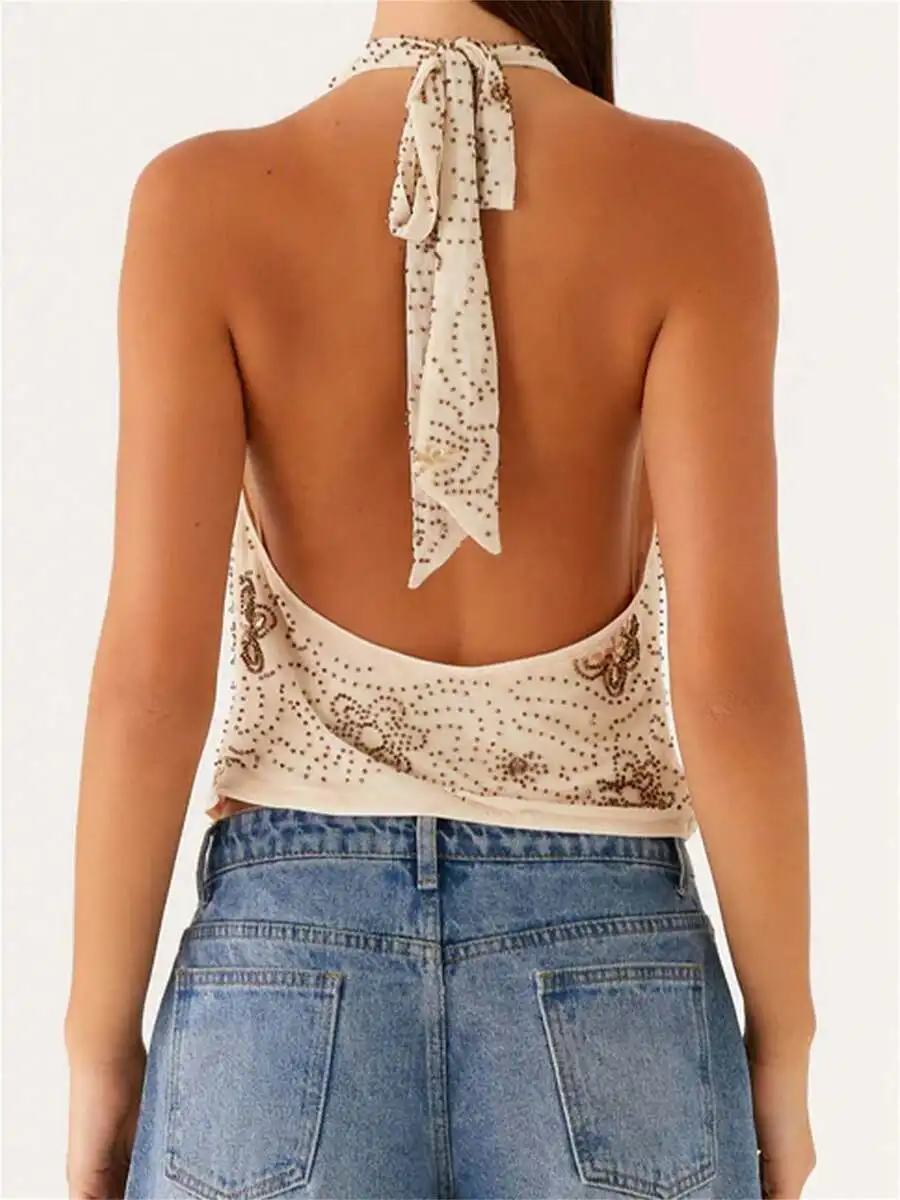 Women Sequin Beaded Halter Backless Cami Top Low Cut Cowl Neck Sleeveless Sparkly Tank For Party
Women Sequin Beaded Halter Backless Cami Top Low Cut Cowl Neck Sleeveless Sparkly Tank For Party