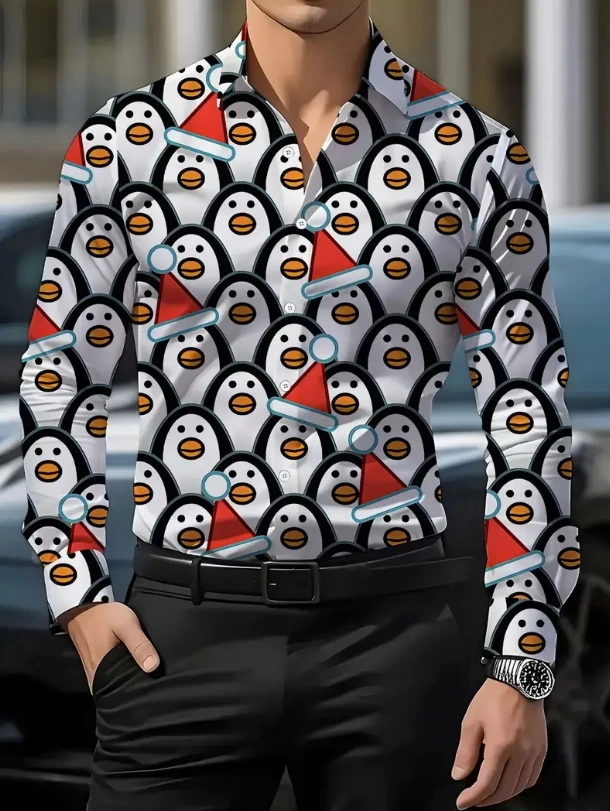 Men'S Plus Size Golf-Themed Long Sleeve Shirt - Vibrant Orange Pumpkin & Ball Print, Stylish Green Button-Up with Black Pants
Men'S Plus Size Golf-Themed Long Sleeve Shirt - Vibrant Orange Pumpkin & Ball Print, Stylish Green Button-Up with Black Pants