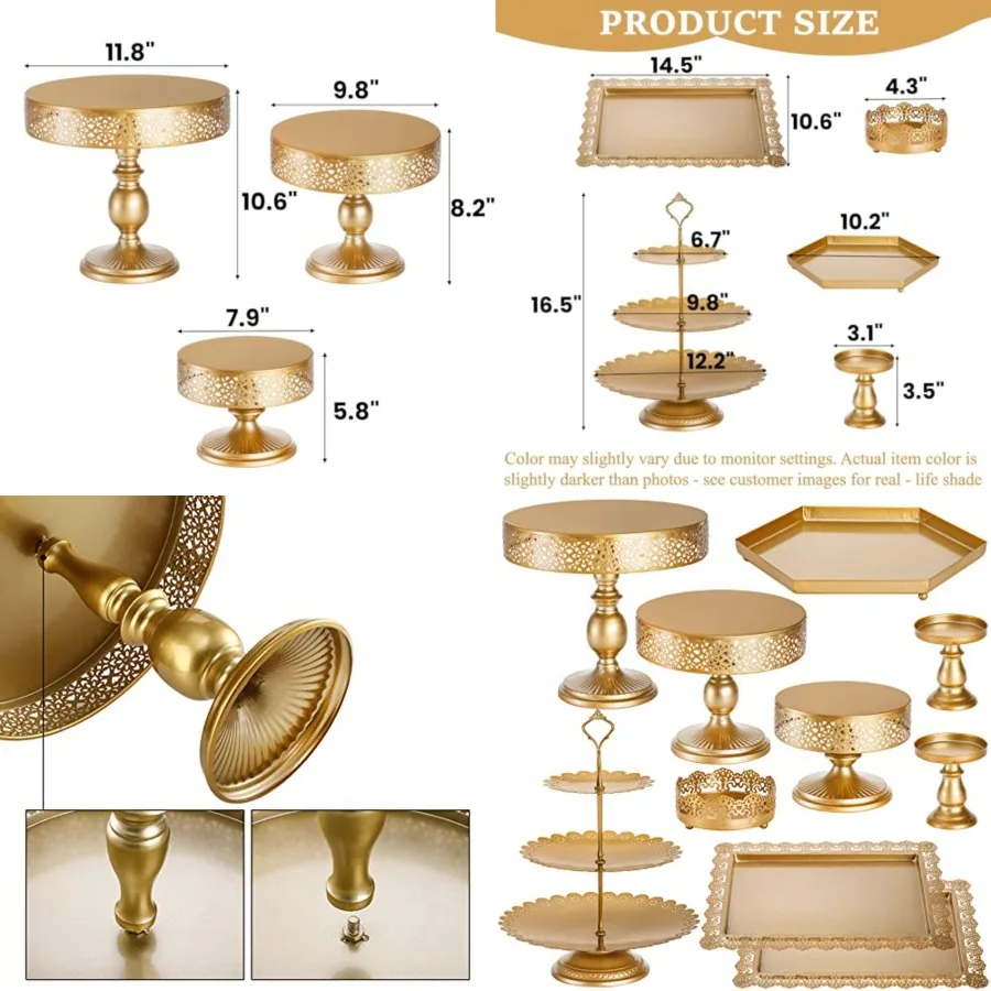 10 Pieces Gold Cake Stand, Metal Round Cupcake Tower, Decorative Dessert Fruit Candy Display Plate for Wedding, Anniversary, Bi
10 Pieces Gold Cake Stand, Metal Round Cupcake Tower, Decorative Dessert Fruit Candy Display Plate for Wedding, Anniversary, Bi