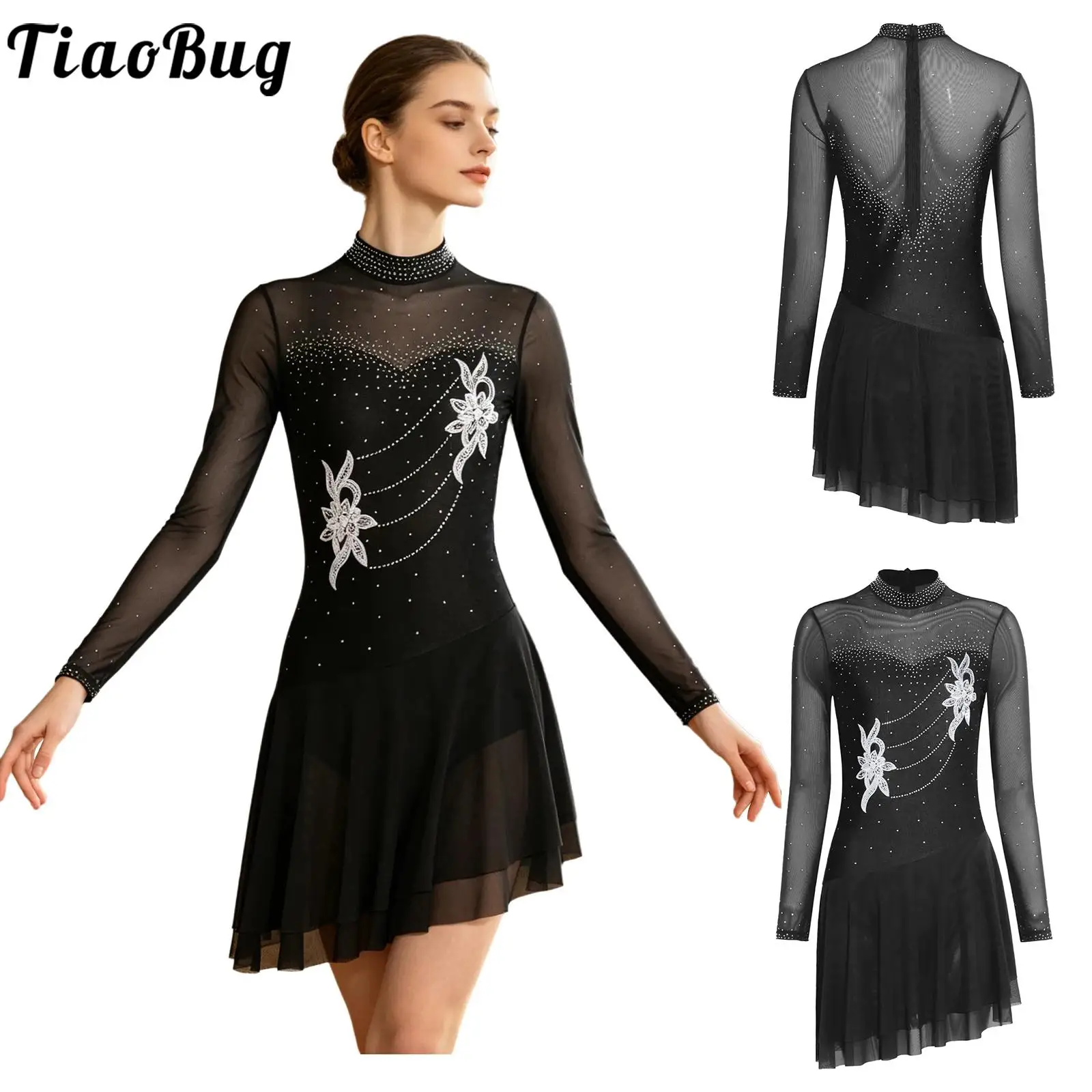 Women Figure Skating Lyrical Dance Bodysuit Dress Sequin Applique Long Sleeve Mesh Splice Leotard Gymnastic Ballet dance costume
Women Figure Skating Lyrical Dance Bodysuit Dress Sequin Applique Long Sleeve Mesh Splice Leotard Gymnastic Ballet dance costume