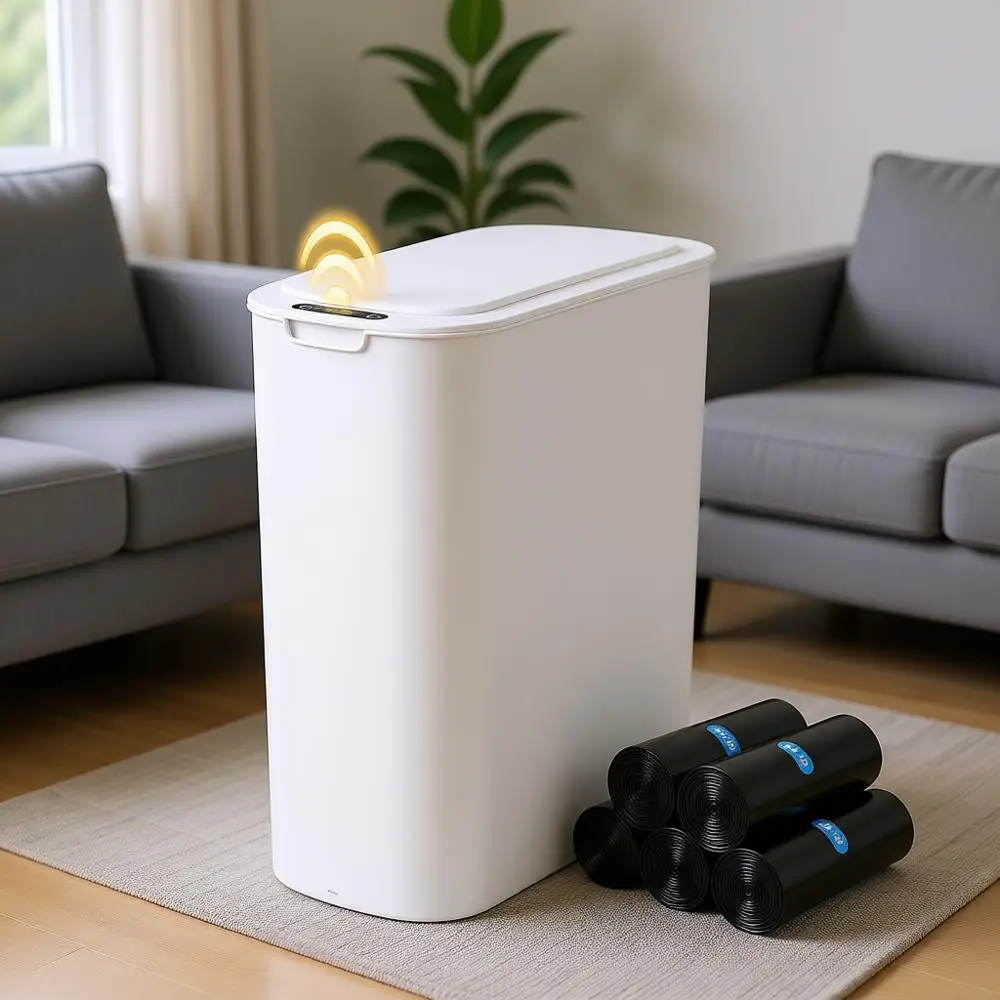 Умное электрическое узкое водонепроницаемое мусорное ведро с датчиком движения и крышкой, 5 галлонов, для ванной комнаты/туалета
Умное электрическое узкое водонепроницаемое мусорное ведро с датчиком движения и крышкой, 5 галлонов, для ванной комнаты/туалета