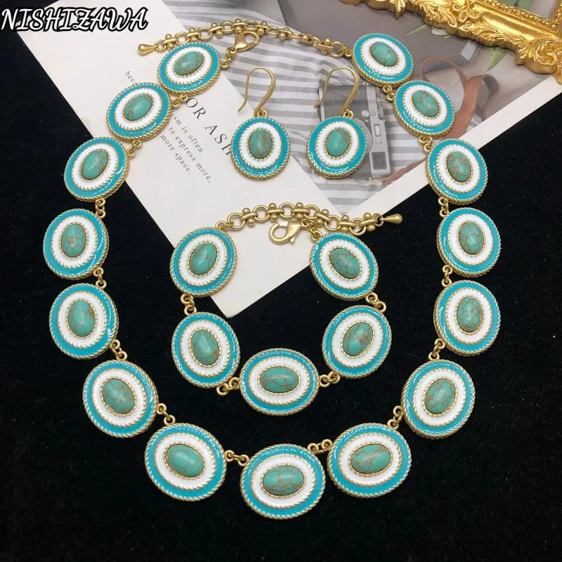 NISHIZAWA Turquoise Bracelets for Women Medieval Palace Style Vintage Luxury Pulseras Mujer Geometric Elegant Party Jewelry
NISHIZAWA Turquoise Bracelets for Women Medieval Palace Style Vintage Luxury Pulseras Mujer Geometric Elegant Party Jewelry