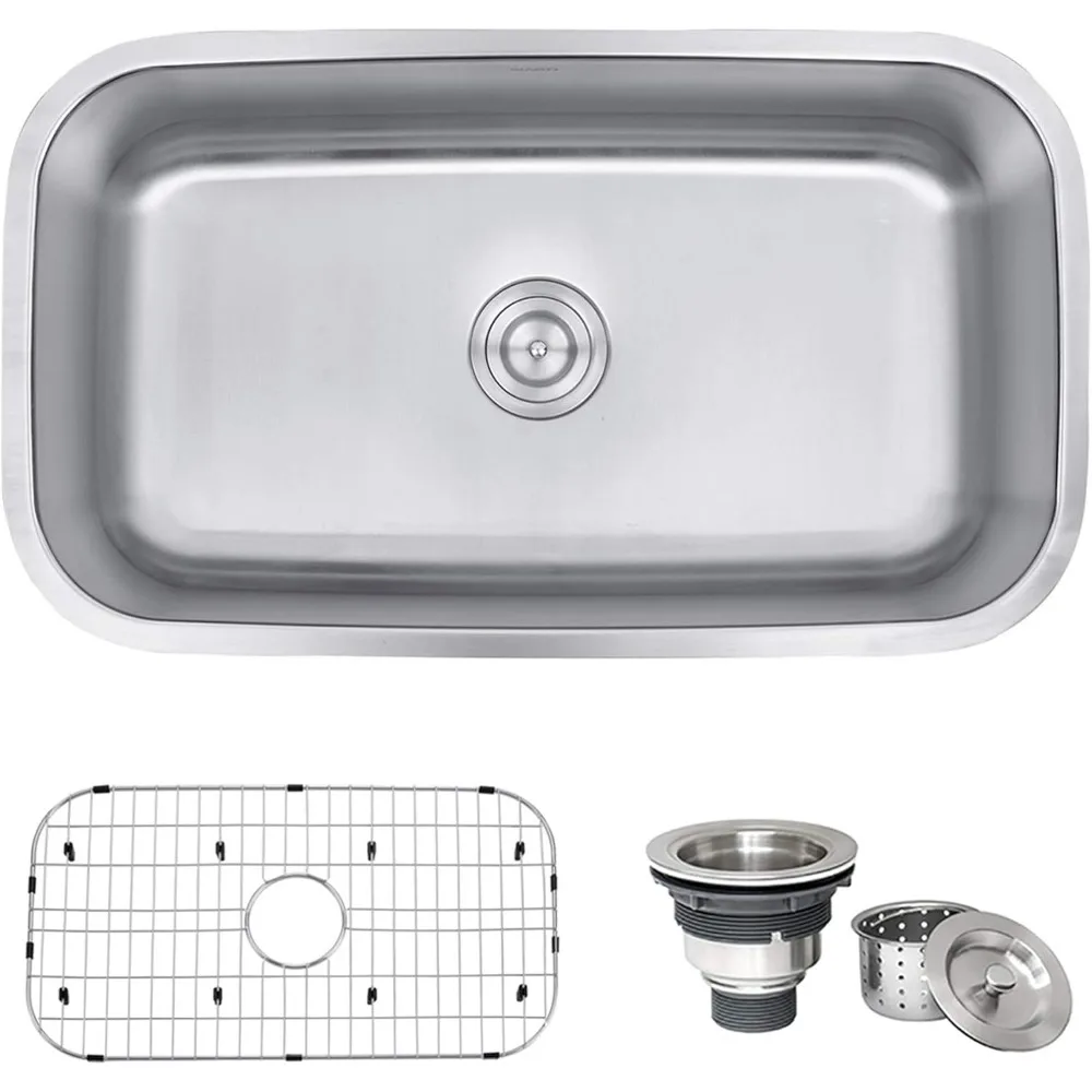 32 Inch Undermount Single Bowl Kitchen Sink 16 Gauge Brushed Finish Soundproof Padding Modern Kitchen
32 Inch Undermount Single Bowl Kitchen Sink 16 Gauge Brushed Finish Soundproof Padding Modern Kitchen