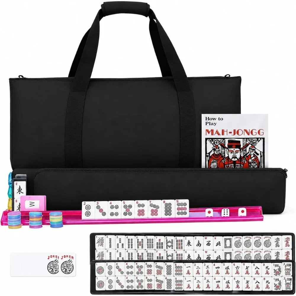 American Mahjong Set with Black Carrying Bag 166 White Tiles 4 All-in-One Racks and Pushers for Adults & Family Travel & Gift
American Mahjong Set with Black Carrying Bag 166 White Tiles 4 All-in-One Racks and Pushers for Adults & Family Travel & Gift