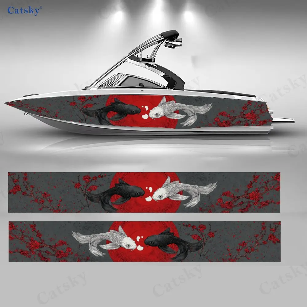 Наклейки для лодок с изображением карпов кои и зимних слив, 2 шт., водонепроницаемые виниловые наклейки из ПВХ для рыболовных лодок, прочные и стильные.
Наклейки для лодок с изображением карпов кои и зимних слив, 2 шт., водонепроницаемые виниловые наклейки из ПВХ для рыболовных лодок, прочные и стильные.