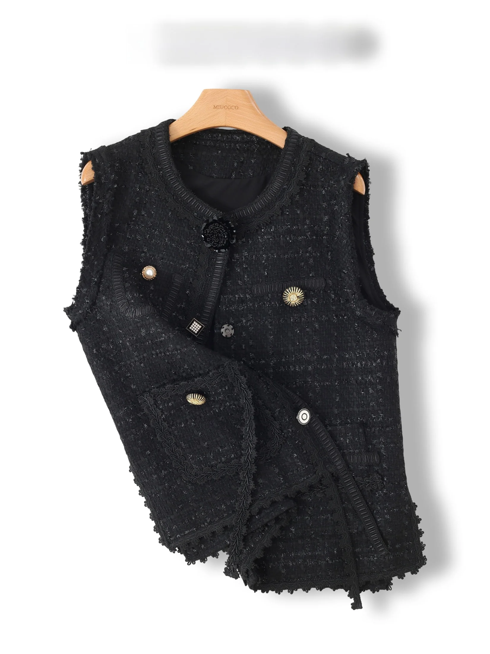 Heavyweight Floral Buckle Tassel Sleeveless Vest Wall Push! Large External M Order Style Coarse Tweed Small Fragrance Wind
Heavyweight Floral Buckle Tassel Sleeveless Vest Wall Push! Large External M Order Style Coarse Tweed Small Fragrance Wind