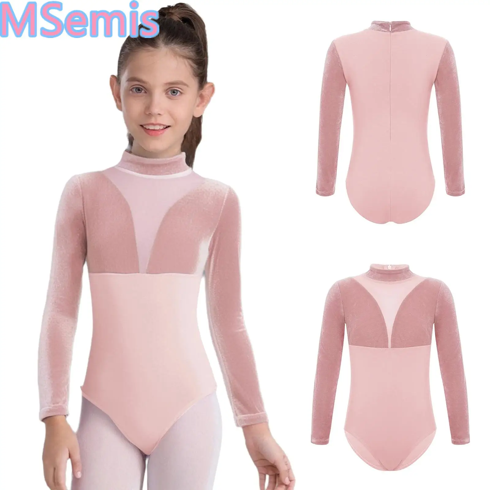 Kids Girls Ballet Leotard Long Sleeves Mock Neck Back Invisible Zipper Velvet Mesh Patchwork Cotton Dance Bodysuit
Kids Girls Ballet Leotard Long Sleeves Mock Neck Back Invisible Zipper Velvet Mesh Patchwork Cotton Dance Bodysuit