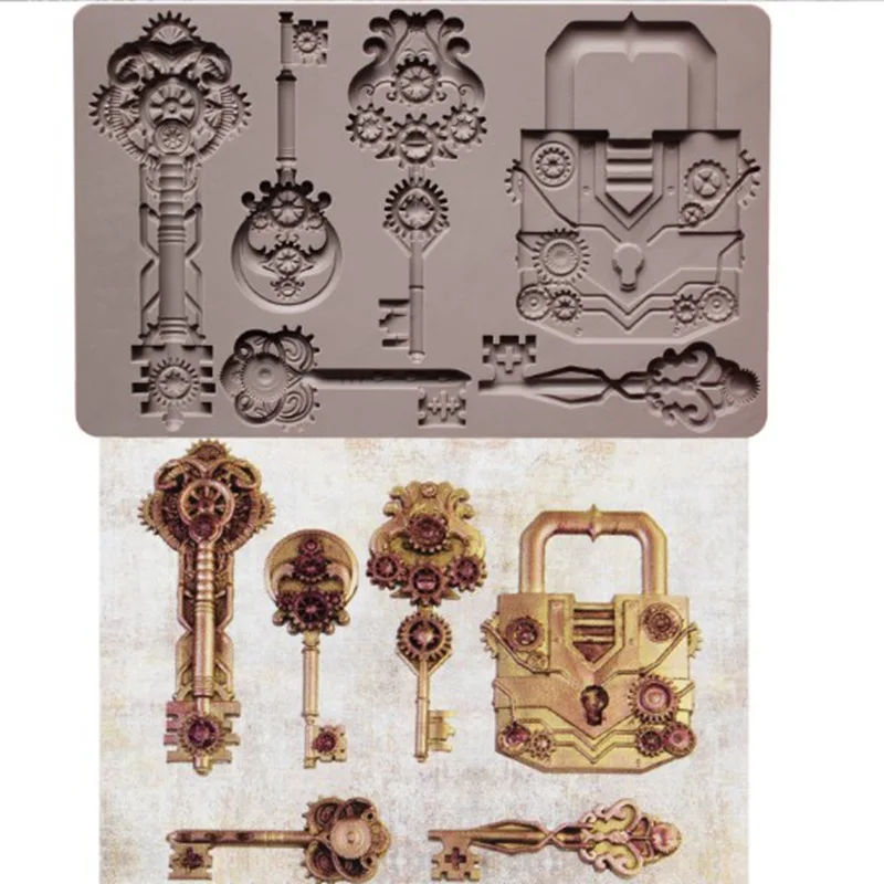 Fondant Cake Mold Retro Punk Gear Keychain Love Lock Chocolate Clay Cake Silicone Mold Cake Decoration Accessories
Fondant Cake Mold Retro Punk Gear Keychain Love Lock Chocolate Clay Cake Silicone Mold Cake Decoration Accessories