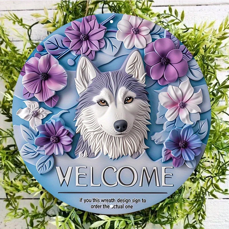 Round Aluminum Metal Sign, Cute Husky Dog & Flowers Design Waterproof Weather-Resistant Door Hanger Wall Decor Home Welcome Sign
Round Aluminum Metal Sign, Cute Husky Dog & Flowers Design Waterproof Weather-Resistant Door Hanger Wall Decor Home Welcome Sign