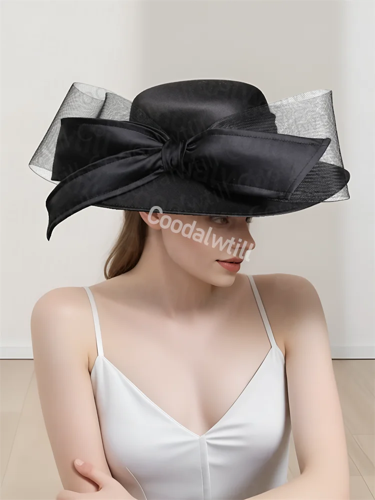 Ladies Cocktail Church Fedora Cap Women Party Occasion Derby Headpiece Black Satin Wedding Bow Fascinator Hat For Ladies Race
Ladies Cocktail Church Fedora Cap Women Party Occasion Derby Headpiece Black Satin Wedding Bow Fascinator Hat For Ladies Race