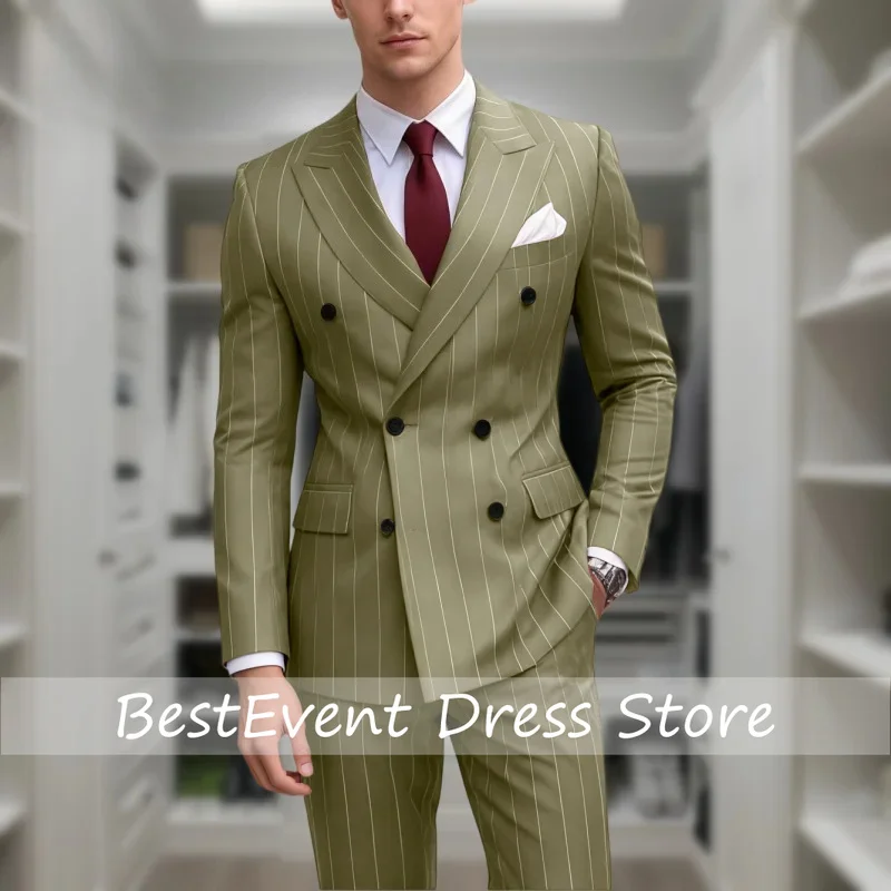 Men's 2-Piece Suit Plus Size Blazer European & American Fashion Striped Double-Breasted Suit Work Customized
Men's 2-Piece Suit Plus Size Blazer European & American Fashion Striped Double-Breasted Suit Work Customized