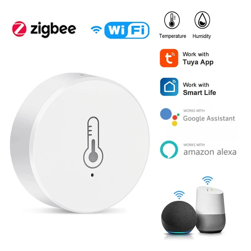 Датчик температуры и влажности Tuya Zigbee в реальном времени, комнатный термометр, монитор для умной работы с Alexa Google Home Assistant 
Датчик температуры и влажности Tuya Zigbee в реальном времени, комнатный термометр, монитор для умной работы с Alexa Google Home Assistant
