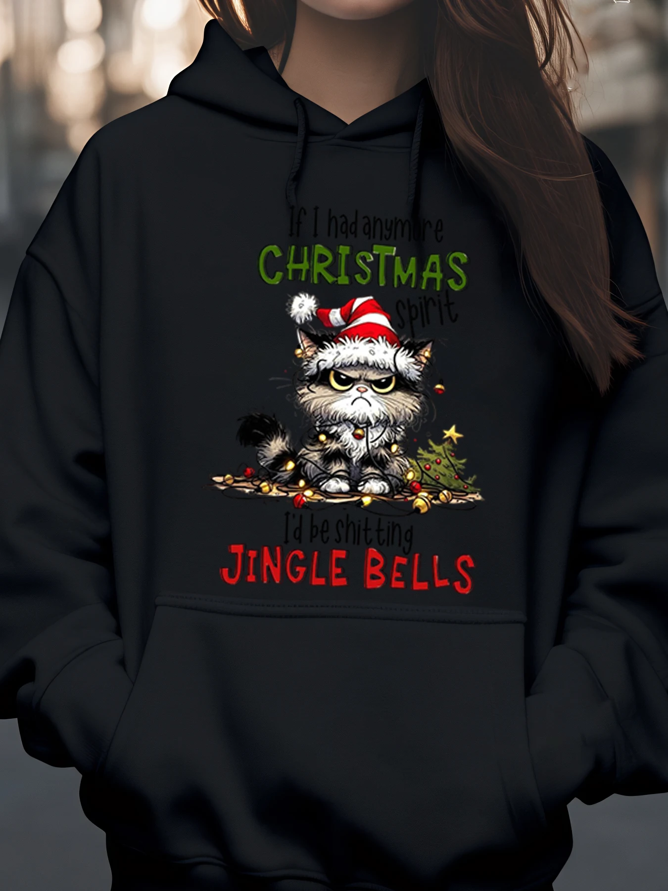 Рождественская толстовка с принтом кота и колокольчиков, праздничная повседневная одежда, женская мода
Рождественская толстовка с принтом кота и колокольчиков, праздничная повседневная одежда, женская мода