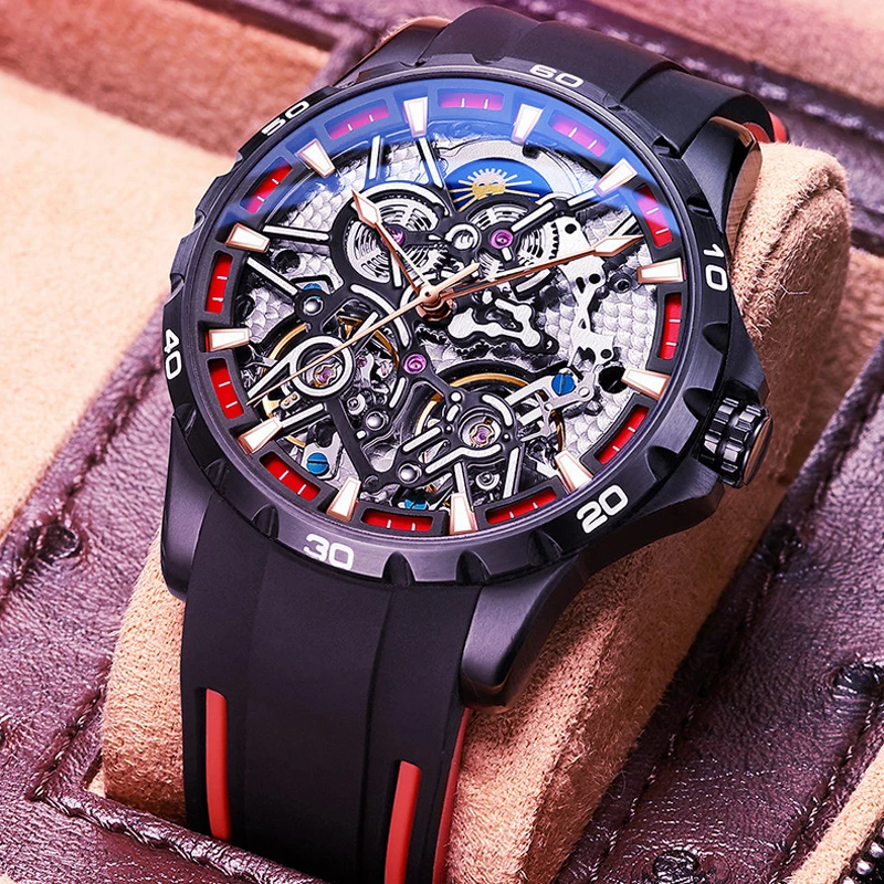 AILANG Brand Fashion Hollow Mechanical Watch Men Sports Silicone Strap Waterproof Luminous Automatic Skeleton Watch Mens Relogio
AILANG Brand Fashion Hollow Mechanical Watch Men Sports Silicone Strap Waterproof Luminous Automatic Skeleton Watch Mens Relogio