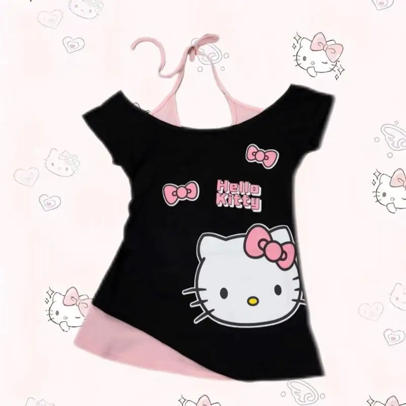 Футболка с героями мультфильмов Sanrio «Hello Kitty's Kawaii», с короткими рукавами и открытыми плечами, облегающая, дышащая, студенческая, милая, модная, элитные подарки
Футболка с героями мультфильмов Sanrio «Hello Kitty's Kawaii», с короткими рукавами и открытыми плечами, облегающая, дышащая, студенческая, милая, модная, элитные подарки