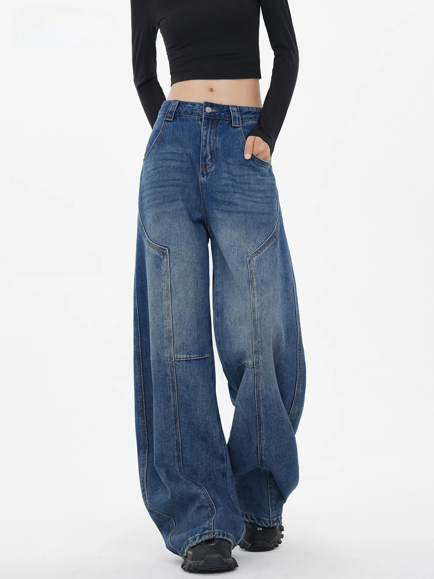 Loose Blue Jeans Women's American Sle 2026 New High Waist Wide Leg Pants Casual Sle Splicing Design Slimming Effect
Loose Blue Jeans Women's American Sle 2026 New High Waist Wide Leg Pants Casual Sle Splicing Design Slimming Effect