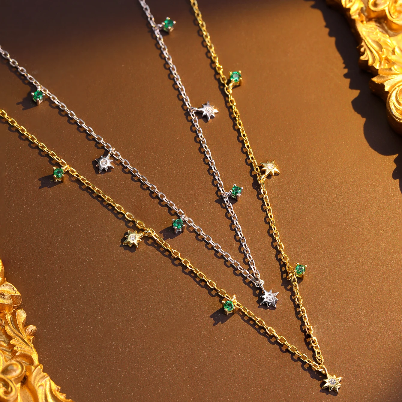An emerald boutique 925 sterling silver sun chain necklace set with zircon for women's summer party banquet leisure gift
An emerald boutique 925 sterling silver sun chain necklace set with zircon for women's summer party banquet leisure gift